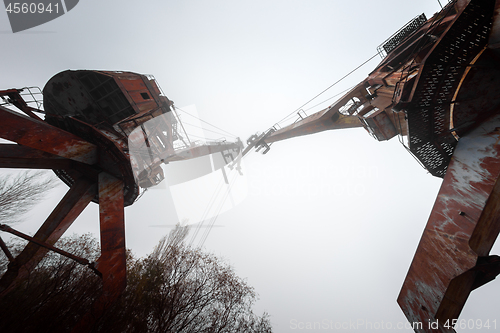 Image of Rusty old industrial dock cranes at Chernobyl Dock, 2019