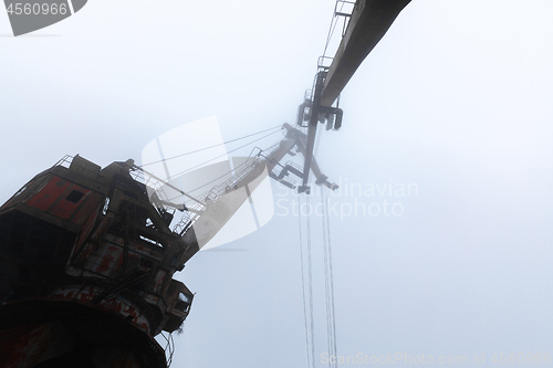 Image of Rusty old industrial dock cranes at Chernobyl Dock, 2019