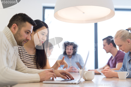 Image of Startup Business Team At A Meeting at modern office building