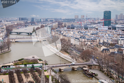 Image of aerial view of Paris and Seine river