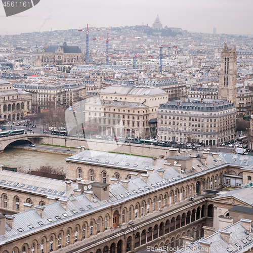 Image of aerial view of Paris and Seine river