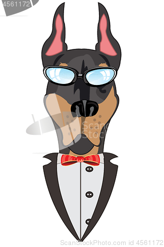 Image of Vector illustration of the mug of the dog in suit