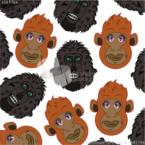 Image of Vector illustration of the cartoon of the mug of the apes decorative pattern