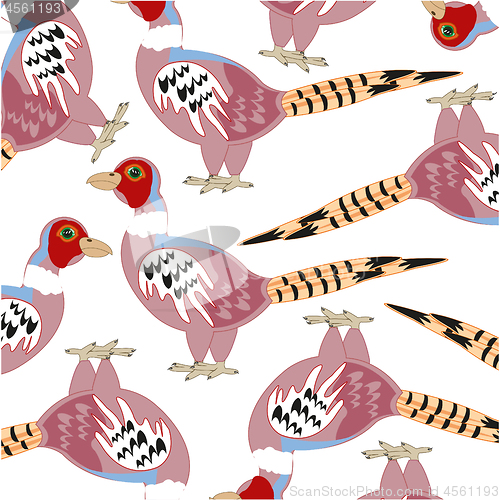 Image of Bird pheasant decorative pattern on white background