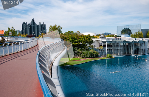 Image of Futuroscope theme park in Poitiers, bridge view