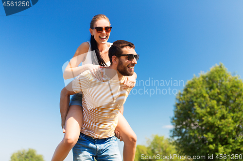 Image of happy couple having fun in summer