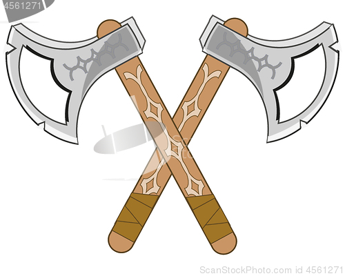 Image of Old-time weapon combat axe on white background is insulated