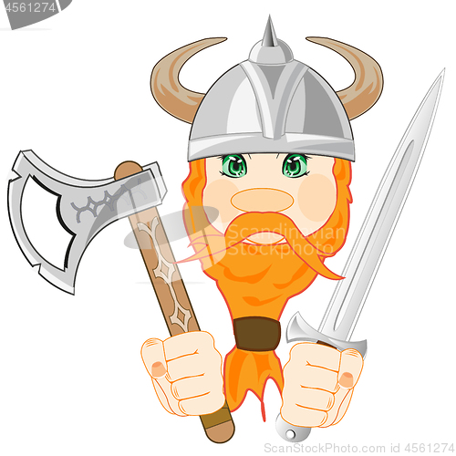 Image of Warrior viking icon on white background is insulated