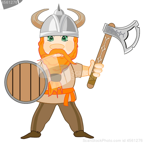 Image of Vector illustration of the cartoon of the medieval warrior of the viking