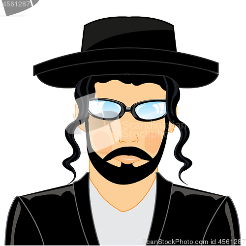 Image of Portrait jew rabbi on white background is insulated