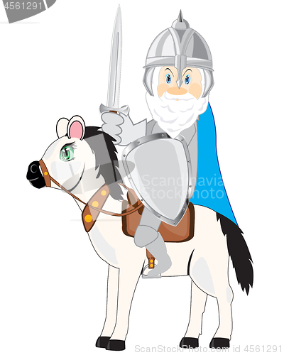 Image of Medieval knight with weapon sword on horse