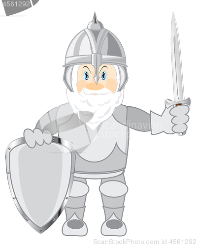 Image of Cartoon of the ancient warrior in defensive send and panoply