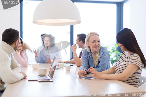 Image of Startup Business Team At A Meeting at modern office building