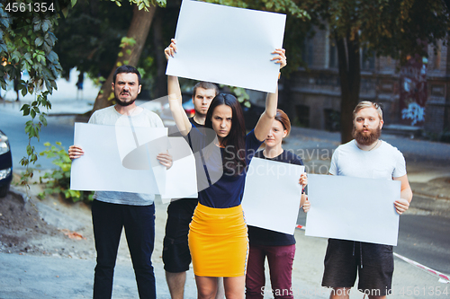 Image of Group of protesting young people outdoors