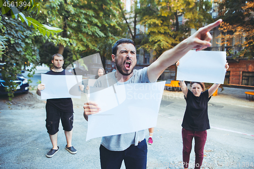 Image of Group of protesting young people outdoors