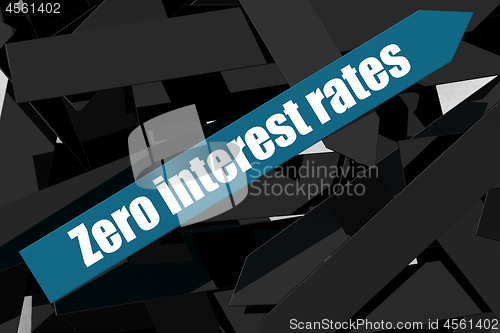 Image of Zero interest rates word on the blue arrow