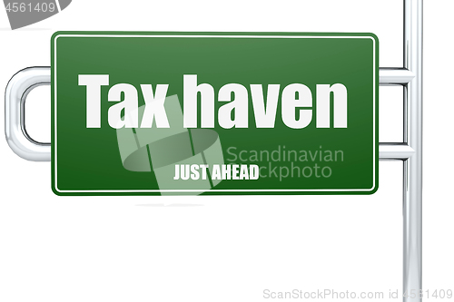 Image of Tax haven word on green road sign