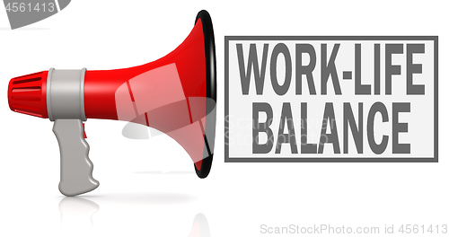 Image of Work-life balance word with red megaphone