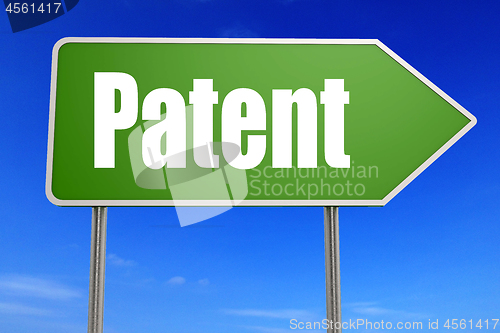 Image of Patent word with green road sign