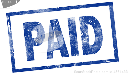 Image of Paid in blue ink stamp