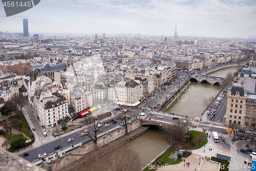 Image of view of Eiffel tower at the river Seine