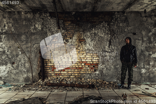 Image of Abandoned damaged building wall