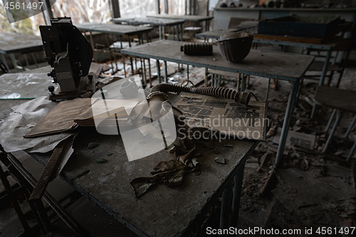 Image of Abandoned Classroom in School number 5 of Pripyat, Chernobyl Exclusion Zone 2019