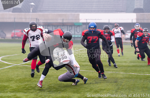 Image of training match of professional american football players