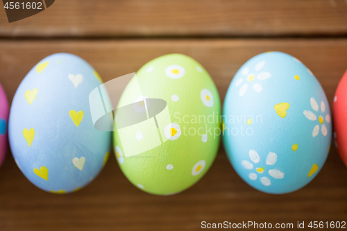 Image of close up of colored easter eggs