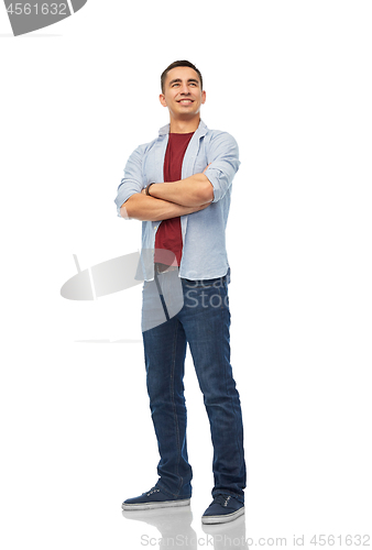 Image of smiling young man over white background