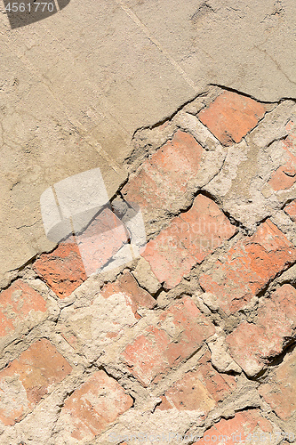 Image of Old Red Rock Stone Wall, texture background