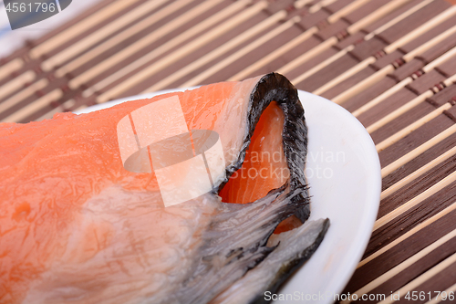 Image of fresh salmon fillet close up