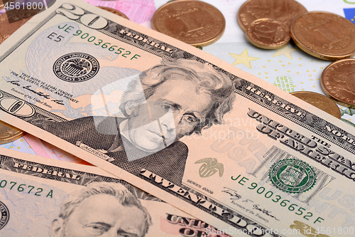 Image of US Dollars background with focus on Alexander Hamilton