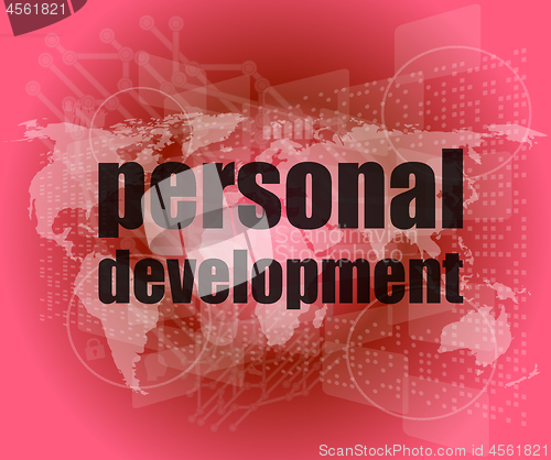 Image of word personal development on digital screen 3d