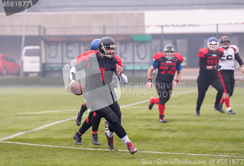 Image of training match of professional american football players