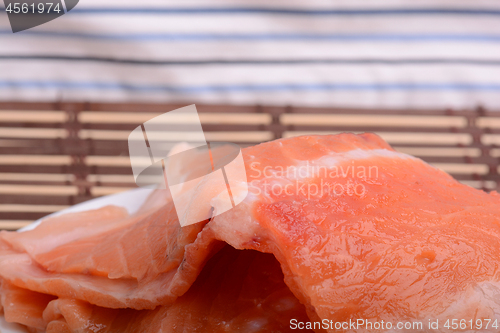 Image of fresh salmon fillet close up