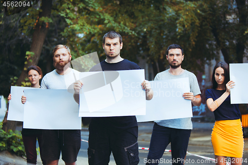 Image of Group of protesting young people outdoors