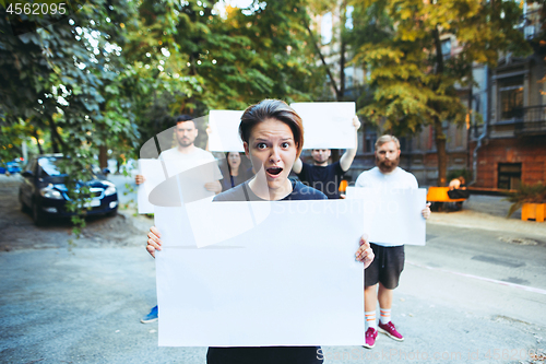 Image of Group of protesting young people outdoors