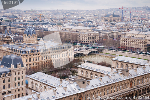 Image of aerial view of Paris and Seine river