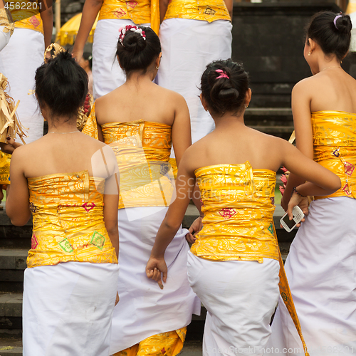 Image of Bali, Indonesia - Feb 2, 2012 - Hari Raya Galungan and Umanis Galungan holiday fesival parade - the days to celebrate the victory of Goodness over evil, on February 2nd 2012 on Bali, Indonesia