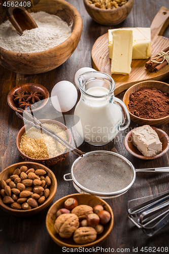 Image of Assortment of baking ingredients for Xmas cookies