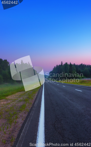 Image of Empty Asphalt Road In The Twilight At Dawn