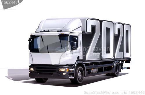 Image of 3d illustration of truck delivers 2020