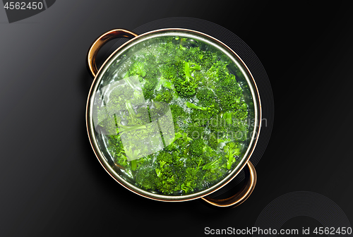 Image of broccoli cooked in a saucepan