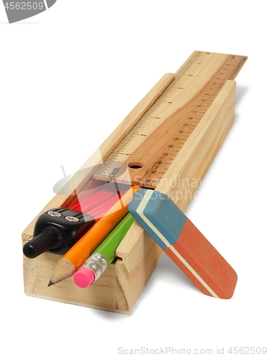 Image of Wooden pencil box