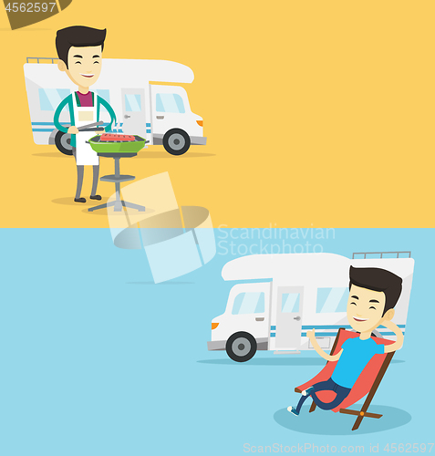 Image of Two travel banners with space for text.