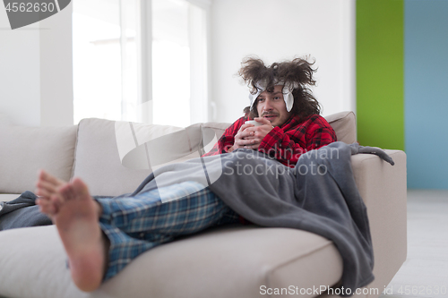 Image of young Man with flu and fever