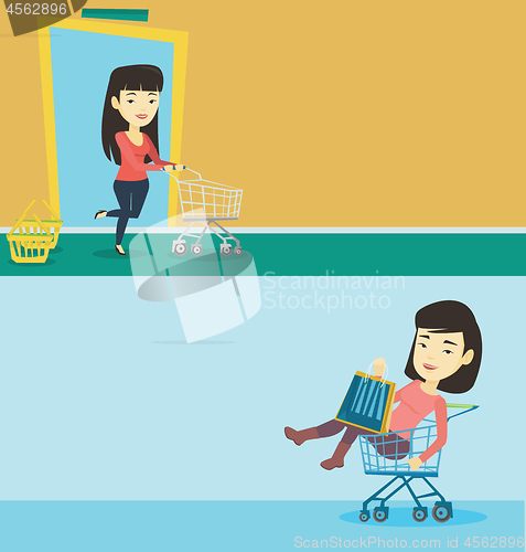 Image of Two shopping banners with space for text.