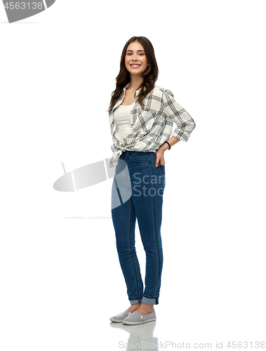 Image of young woman or teenage girl over white background