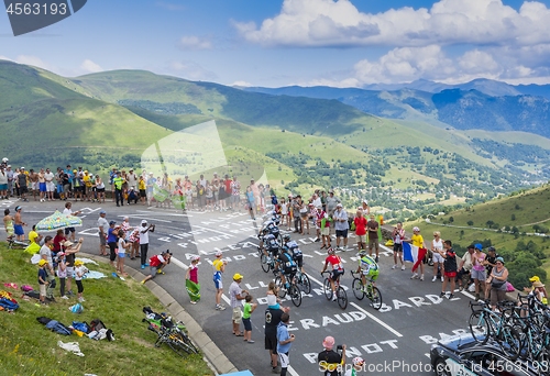 Image of Group of Cyclists on Col de Peyresourde - Tour de France 2014